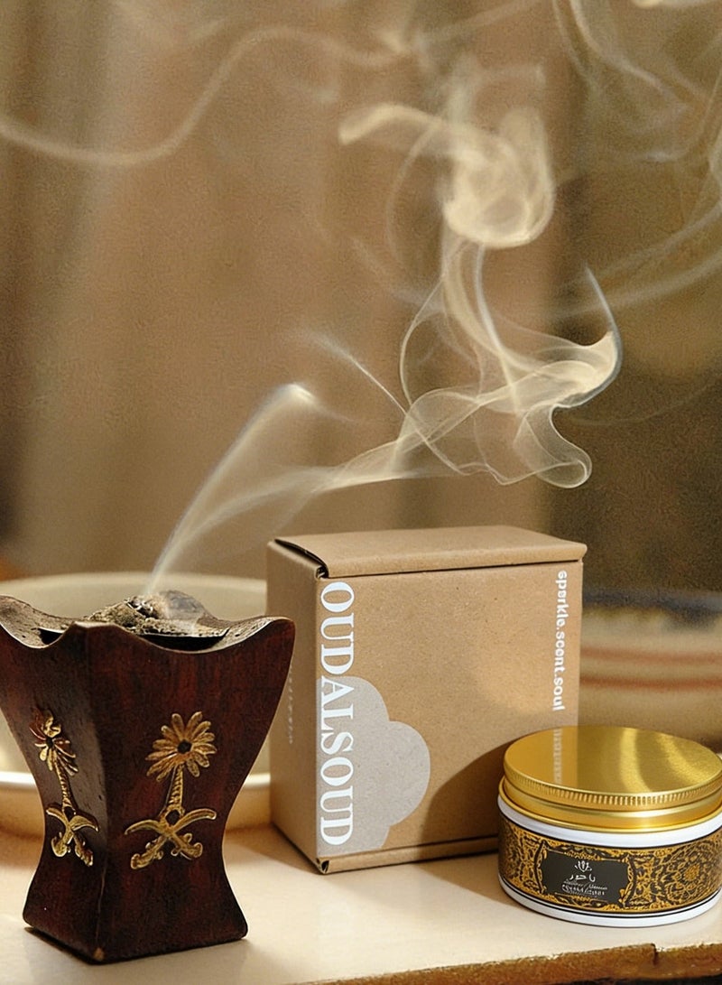 أود أل سعود بخور عود مسك 80 جرام، علبة هدايا، عطر يدوم طويلاً، مثالي للصلاة والعبادة والاحتفالات - Image 3